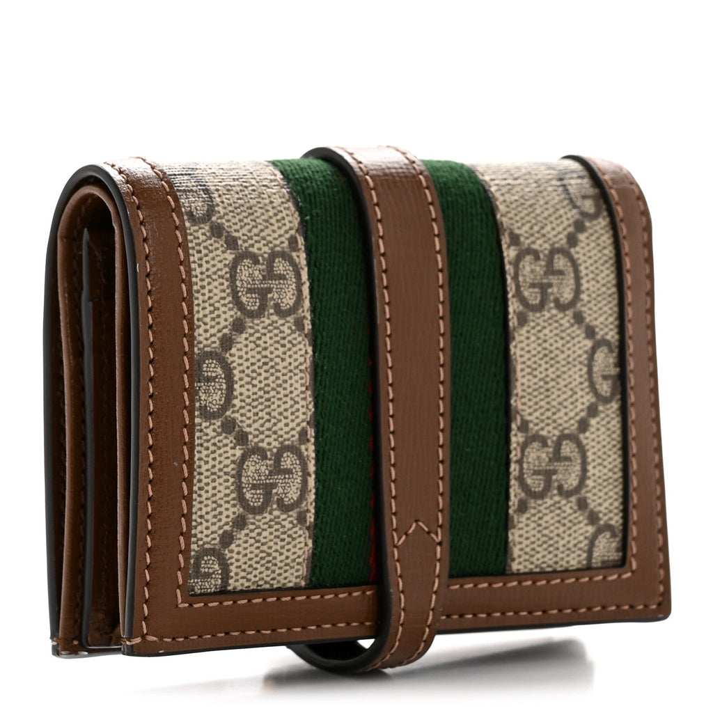 GG Supreme Monogram Textured Calfskin Web Jackie 1961  Case Beige Ebony Brown Sugar