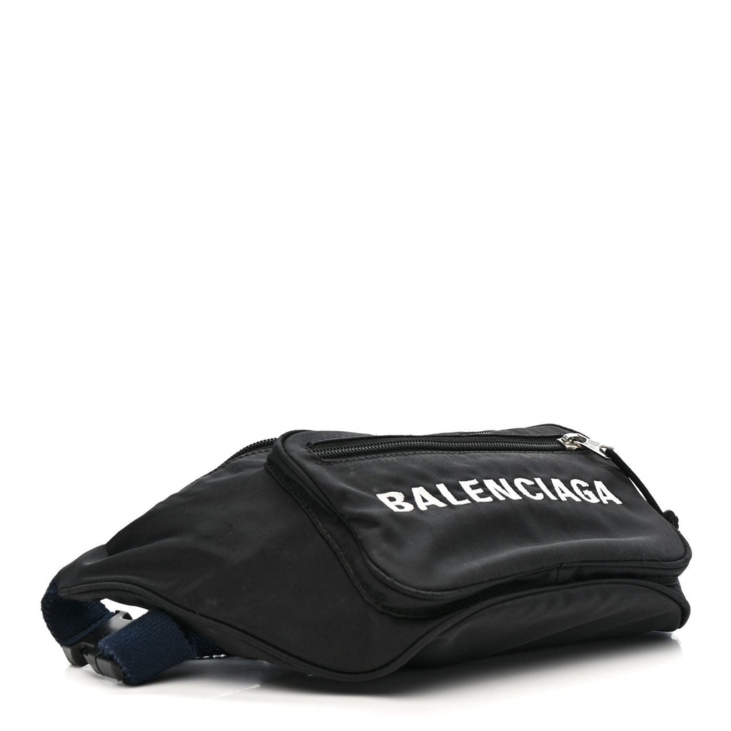 Recycled Sport Nylon Logo Embroidered Wheel Beltpack Black