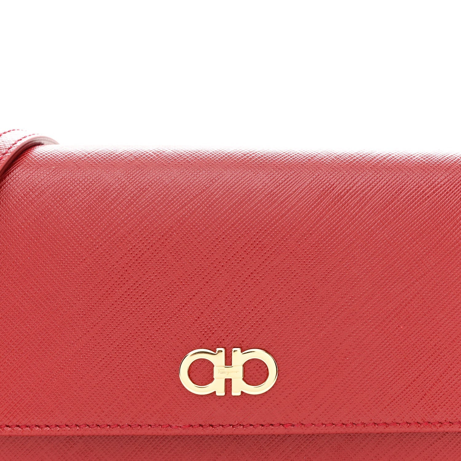 Printed Calfskin Gancini Wallet On Chain Red