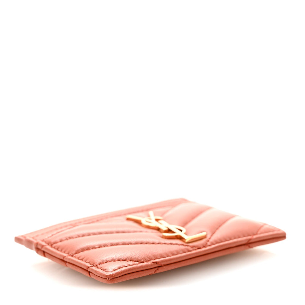 Lambskin Matelasse Chevron Monogram Credit  Case Dark Mandarin