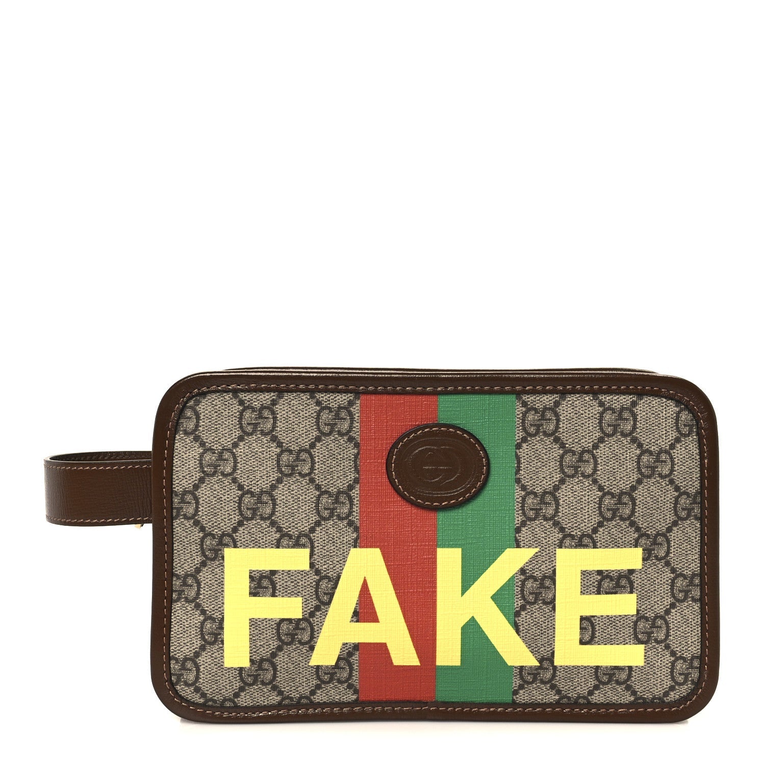 GG Supreme Monogram Azalea Calfskin Fake/Not Retro Interlocking G Cosmetic Case Beige Ebony Brown Sugar