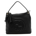 Pebbled Calfskin Large Soho Hobo Black