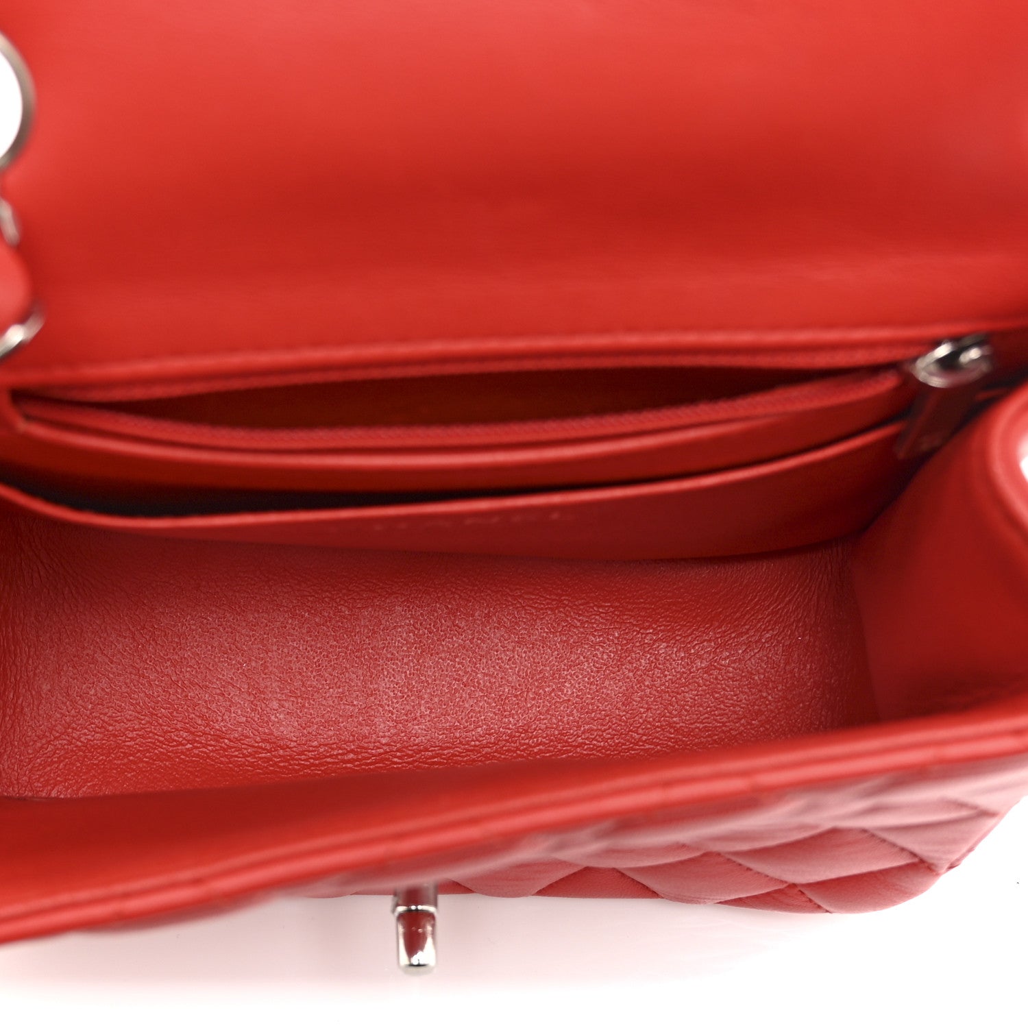 Lambskin Quilted Mini Square Flap Red