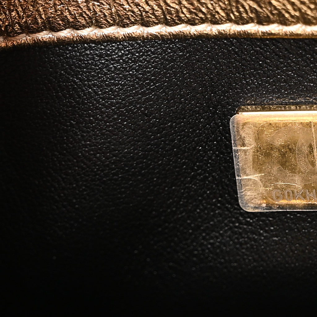 Metallic Lambskin Quilted Mini CC Crystal Logo Chain Flap Gold