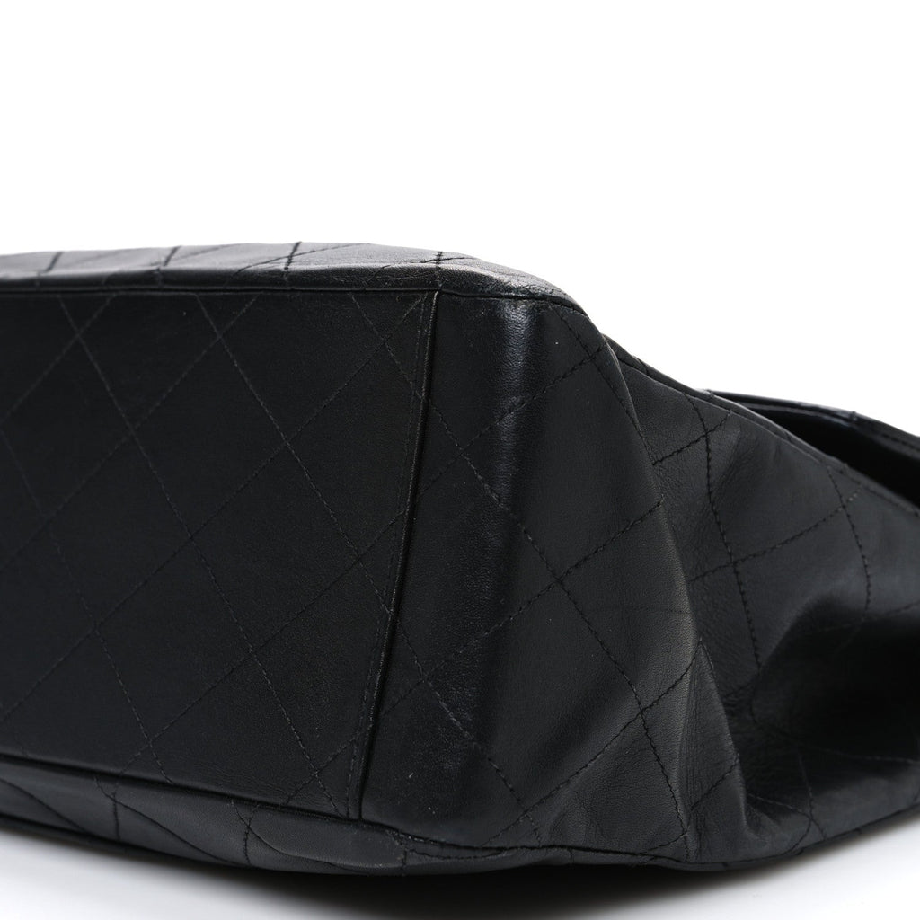 Lambskin Quilted XL Jumbo Single Flap Black