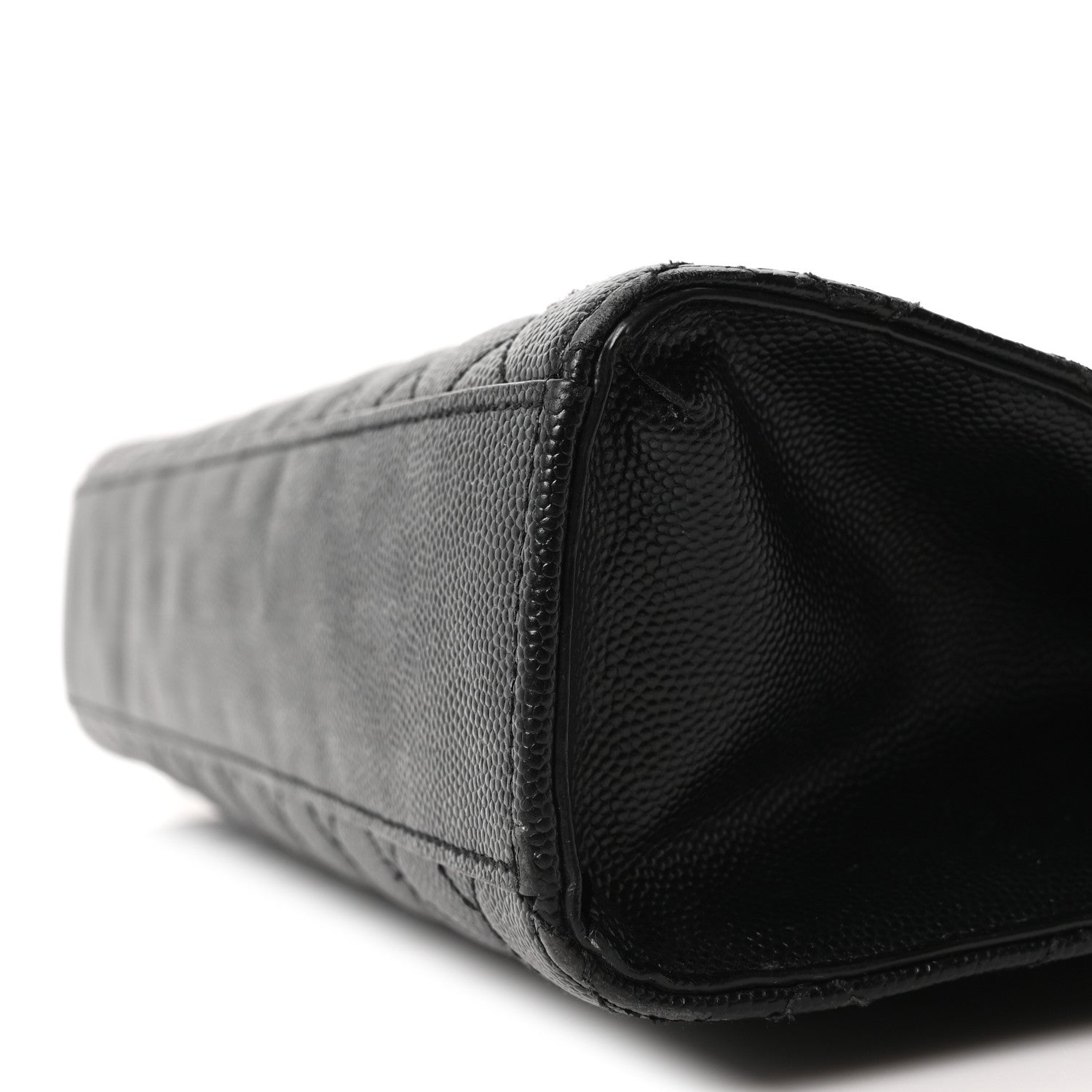 Grain De Poudre Textured Mixed Matelasse Large Triquilt Monogram Satchel Black