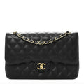 Caviar Quilted Jumbo Double Flap Black