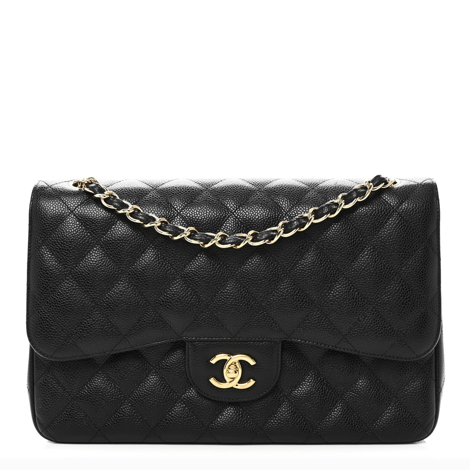 Caviar Quilted Jumbo Double Flap Black
