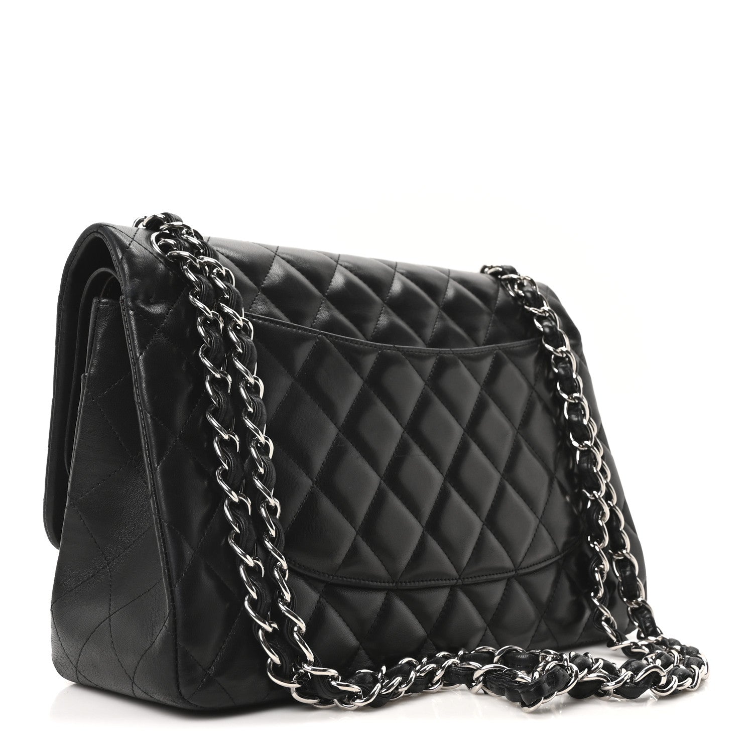 Lambskin Quilted Jumbo Double Flap Black