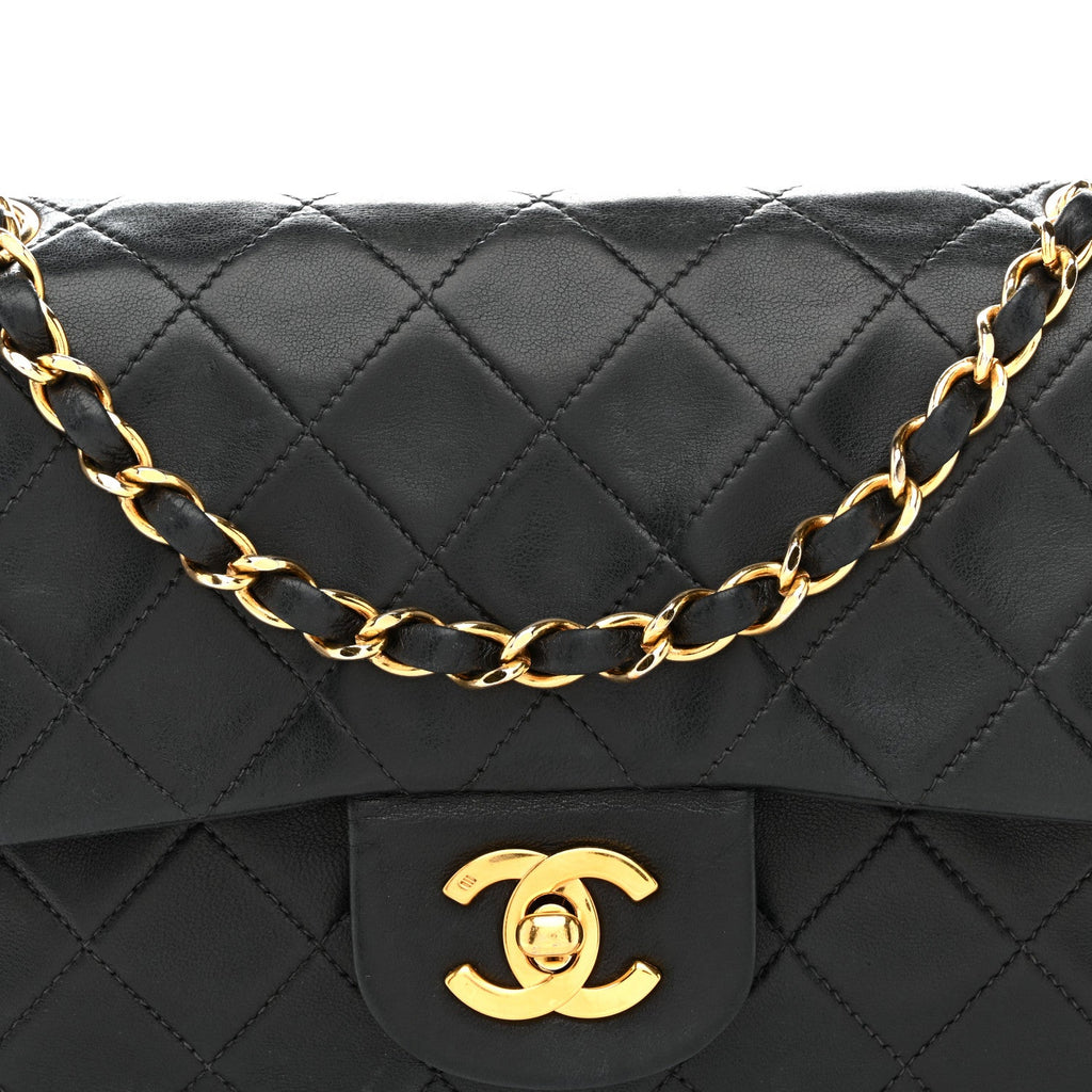 Lambskin Quilted Small Double Flap Black