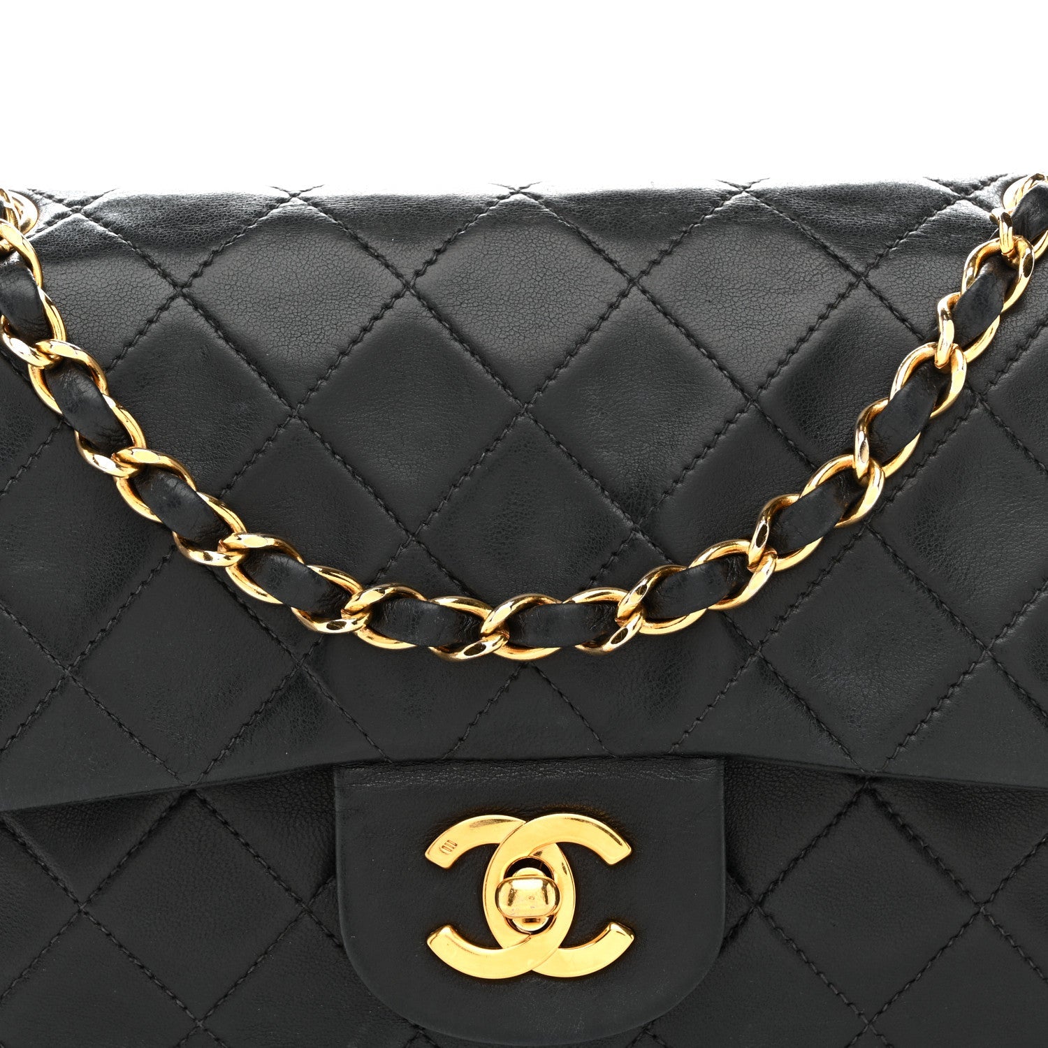 Lambskin Quilted Small Double Flap Black