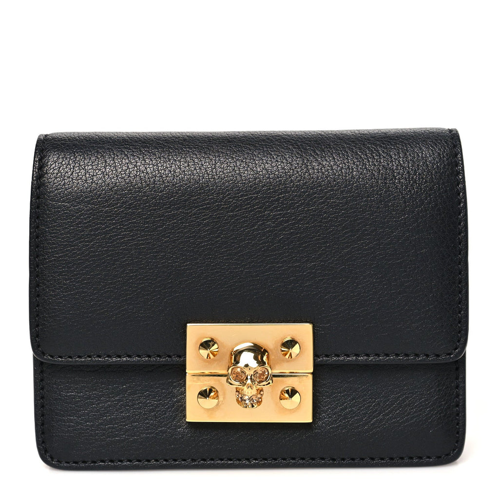 Calfskin Skull Mini Clutch Black