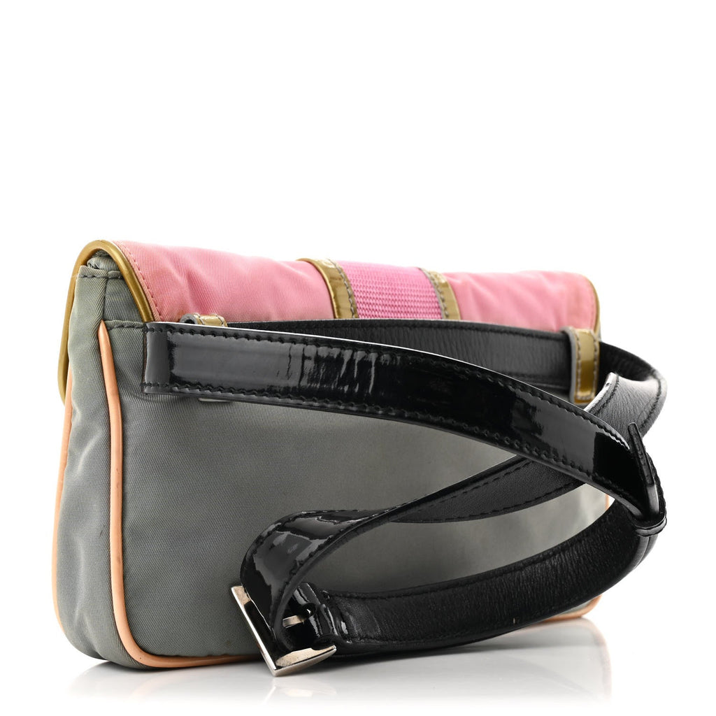 Nylon Vernice Belt Bag Pink Gray
