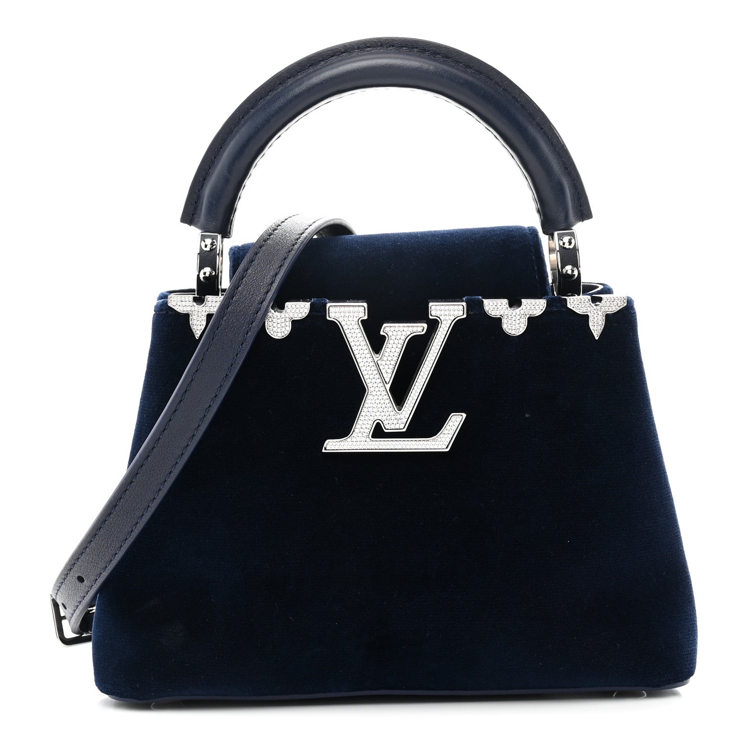 Velvet Crystal Capucines Mini Midnight Blue