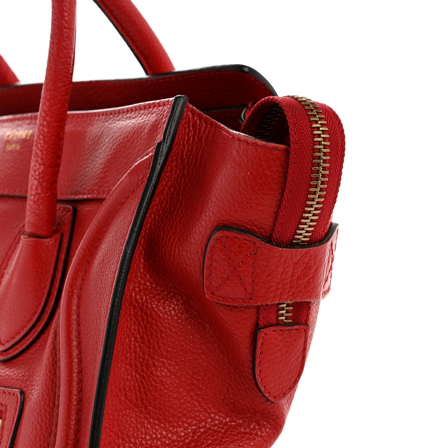 Drummed Calfskin Micro Luggage Red