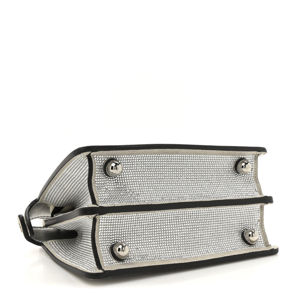 Crystal Vitello Laminato FF Petite Peekaboo I SEE U Satchel Crystal Argento