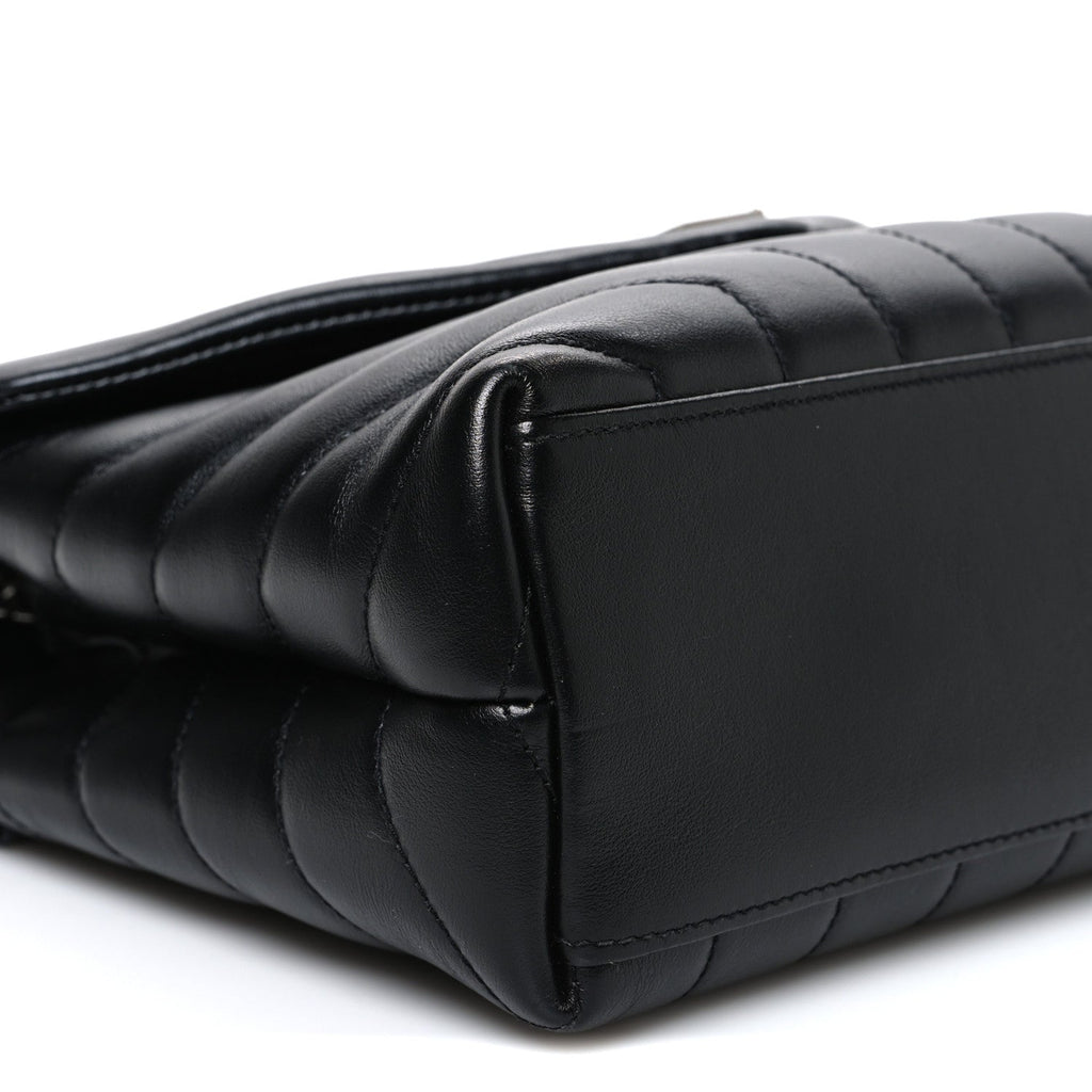 Calfskin Y Quilted Monogram Small Loulou Chain Satchel Black