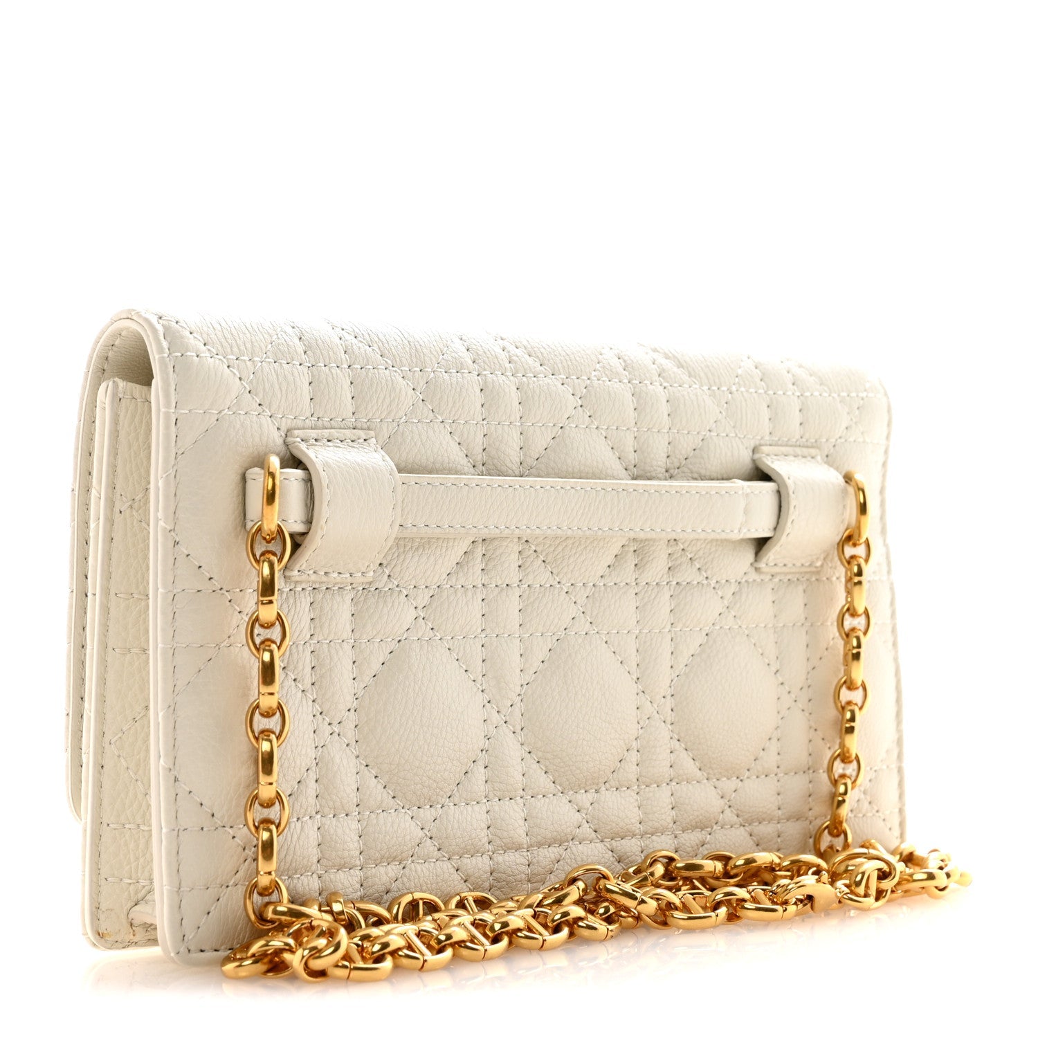 Supple Calfskin Caro Pouch with Chain Latte
