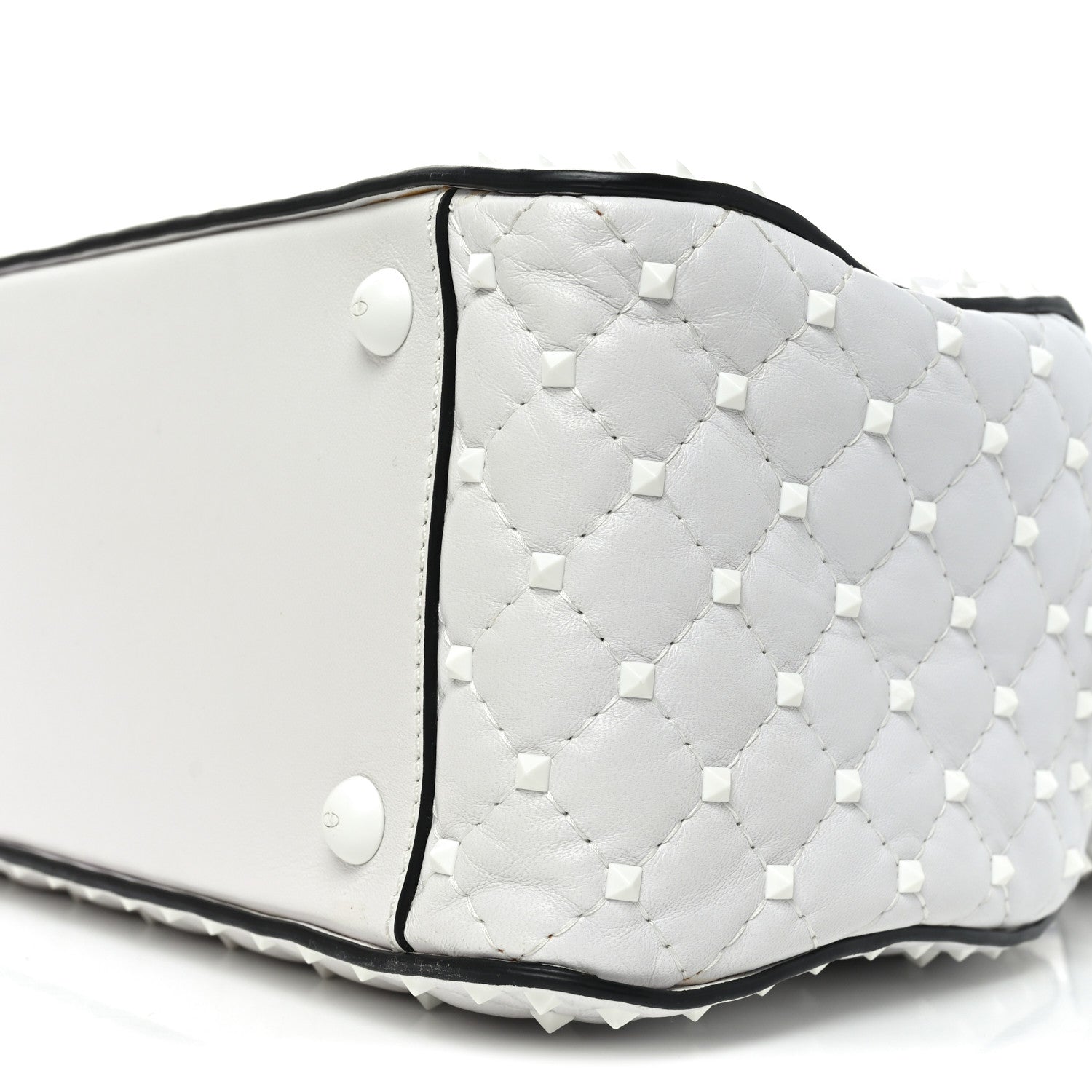 Lambskin Free Rockstud Spike Bowling Bag White