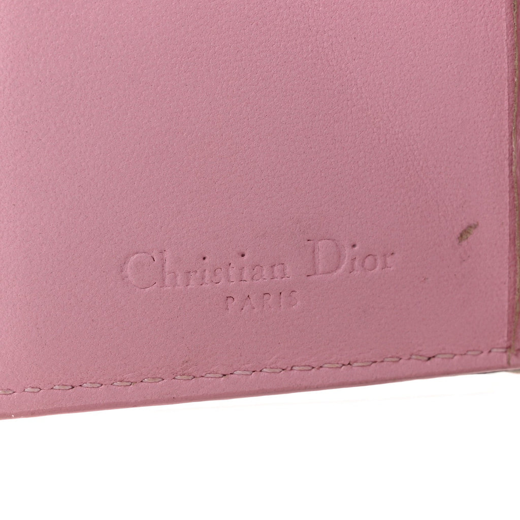 Lambskin Cannage Bi-Color Small Lady Dior Flap  Holder Black Pink