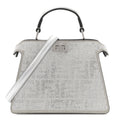 Crystal Vitello Laminato FF Petite Peekaboo I SEE U Satchel Crystal Argento