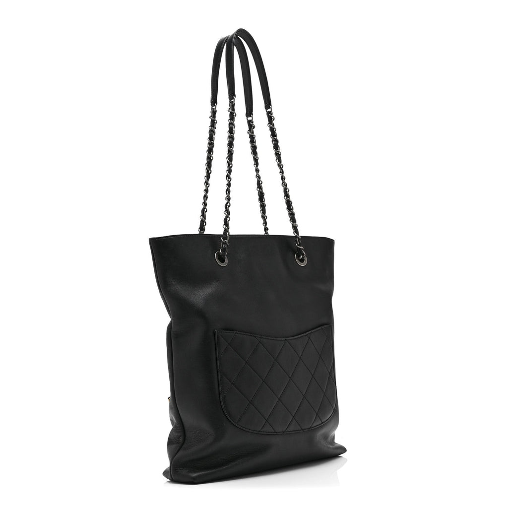 Calfskin Chain 20s Signature Tote Black