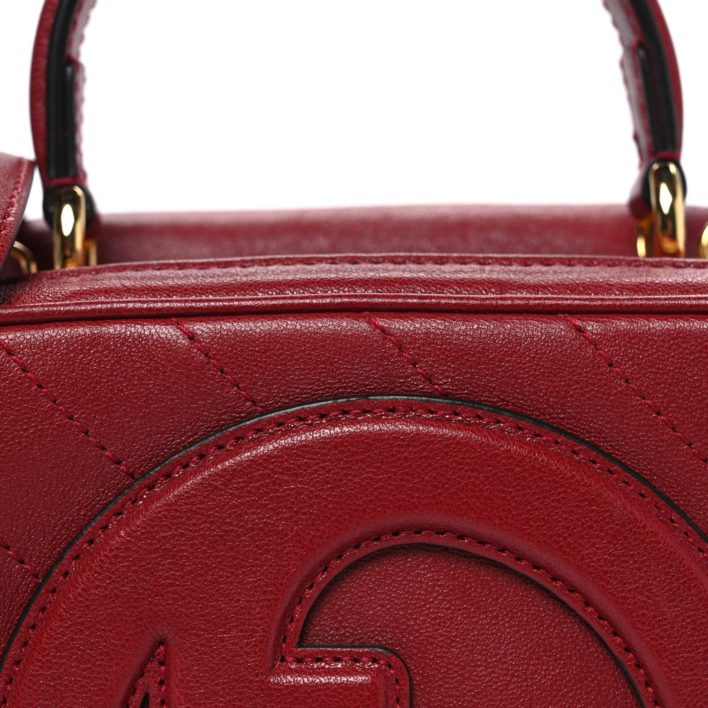Sakai Be Green Calfskin Diagonal Stitched Blondie Top Handle Bag Rosso