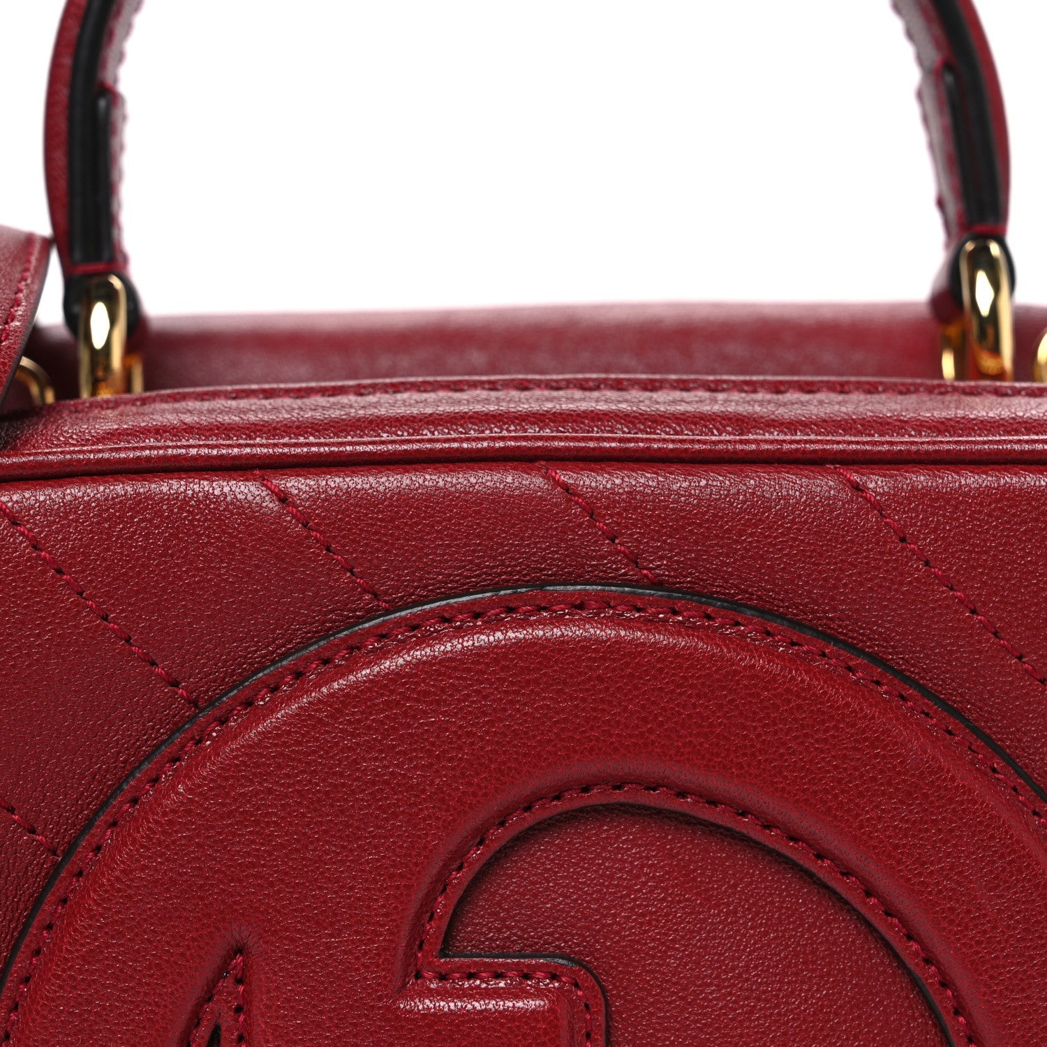 Sakai Be Green Calfskin Diagonal Stitched Blondie Top Handle Bag Rosso