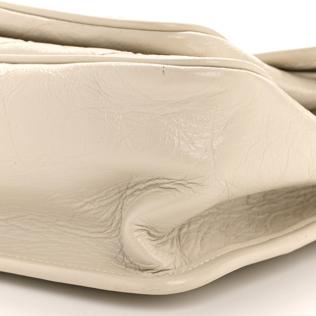 Crinkled Calfskin Matelasse Monogram Medium Niki Chain Satchel Crema Soft