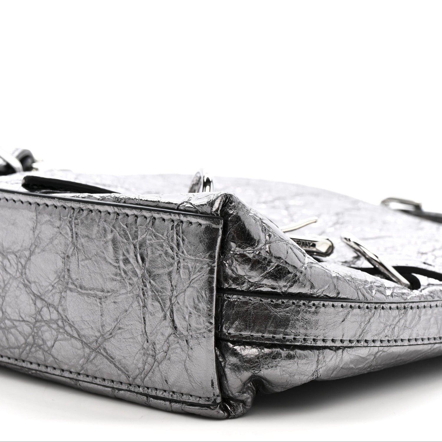 Metallic Calfskin Small Voyou Bag Silver