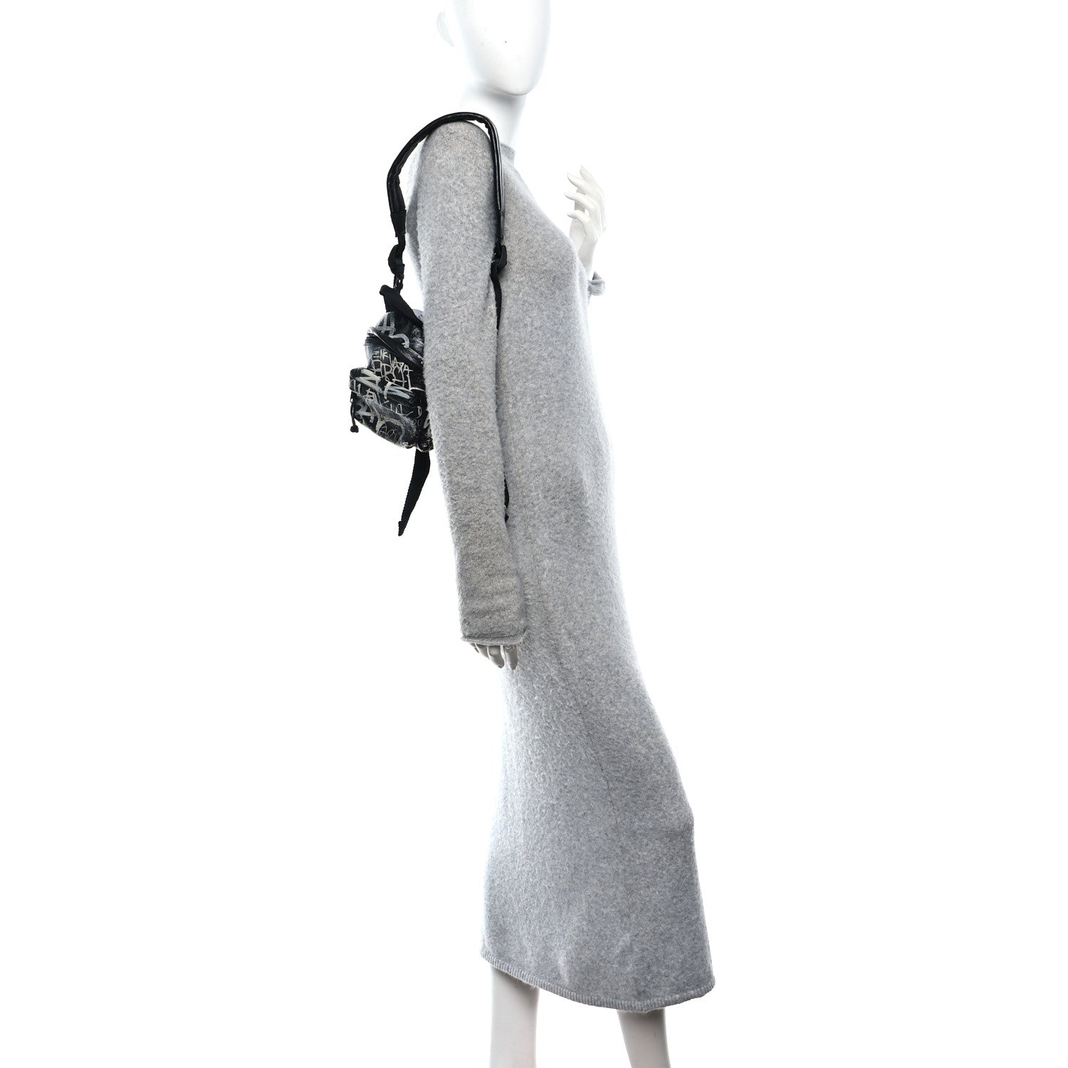 Agneau Arena Graffiti All Over Mini Explorer Crossbody Backpack  Black White