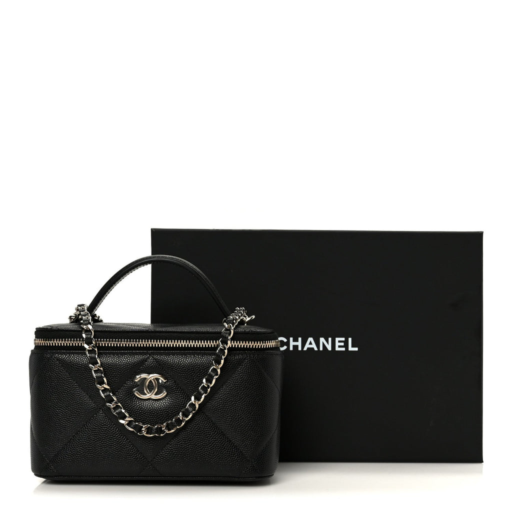 Caviar Quilted Top Handle Long Vanity Black