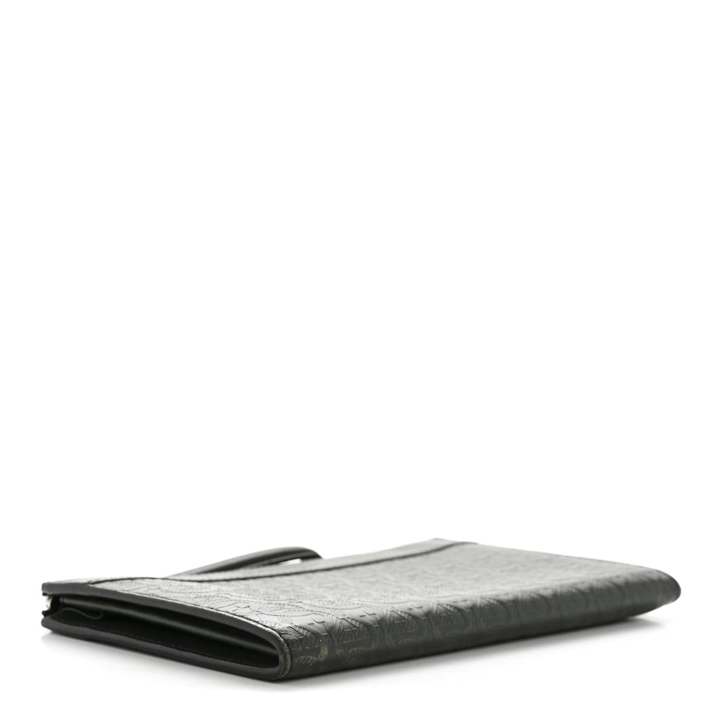 Calfskin Gancini Embossed Wristlet Clutch Dark Green