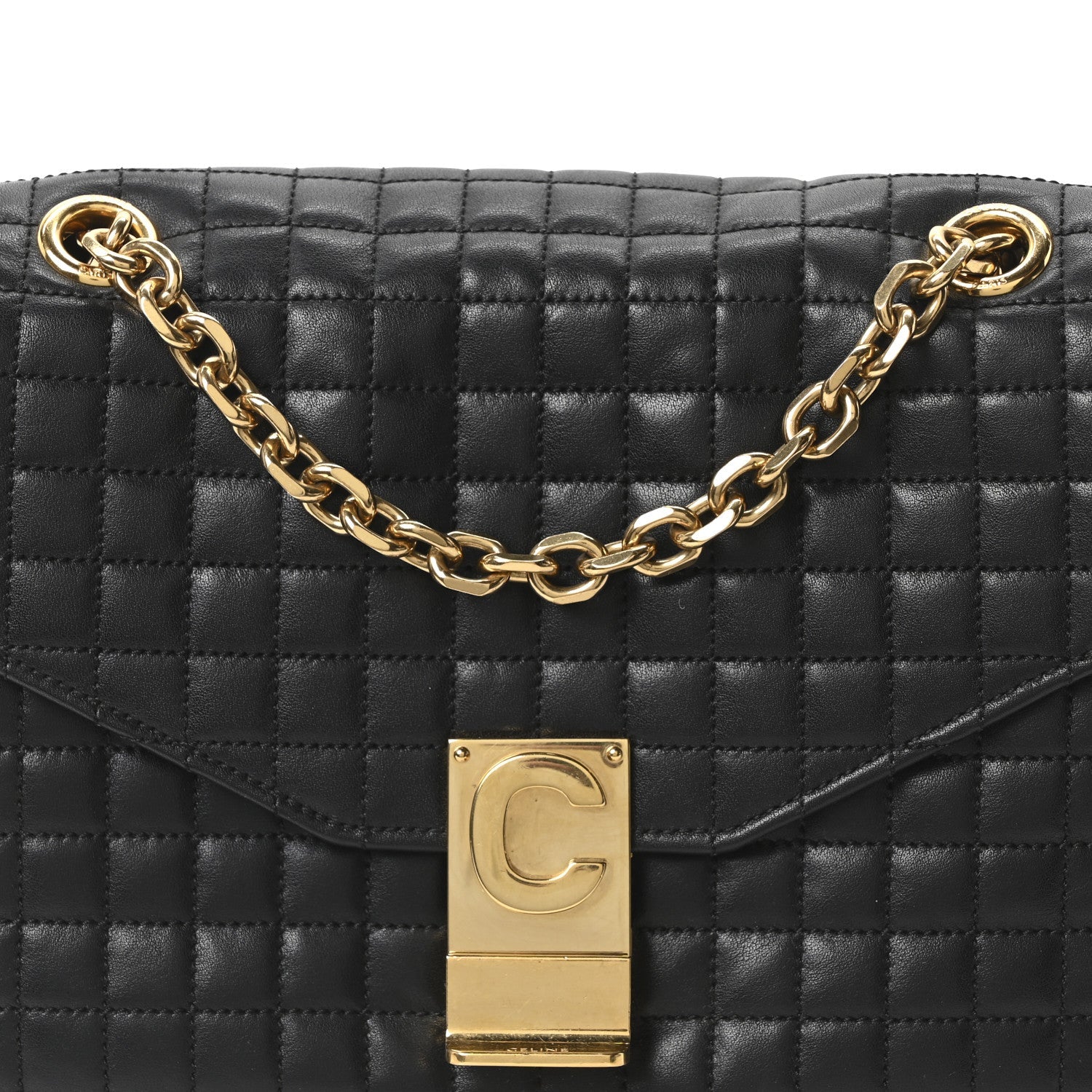 Calfskin Quilted Medium C Bag Black