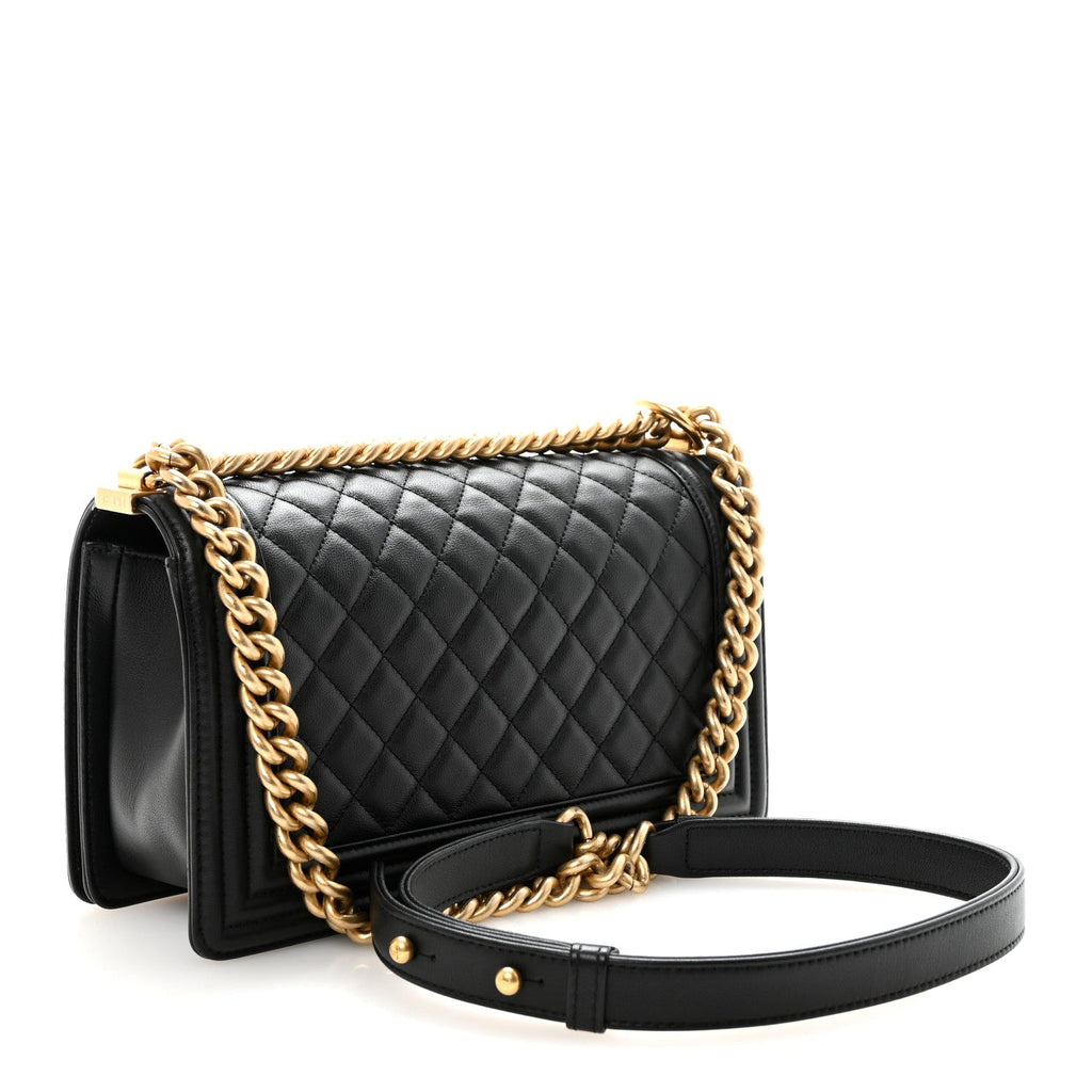 Calfskin Quilted Medium Boy Flap Black