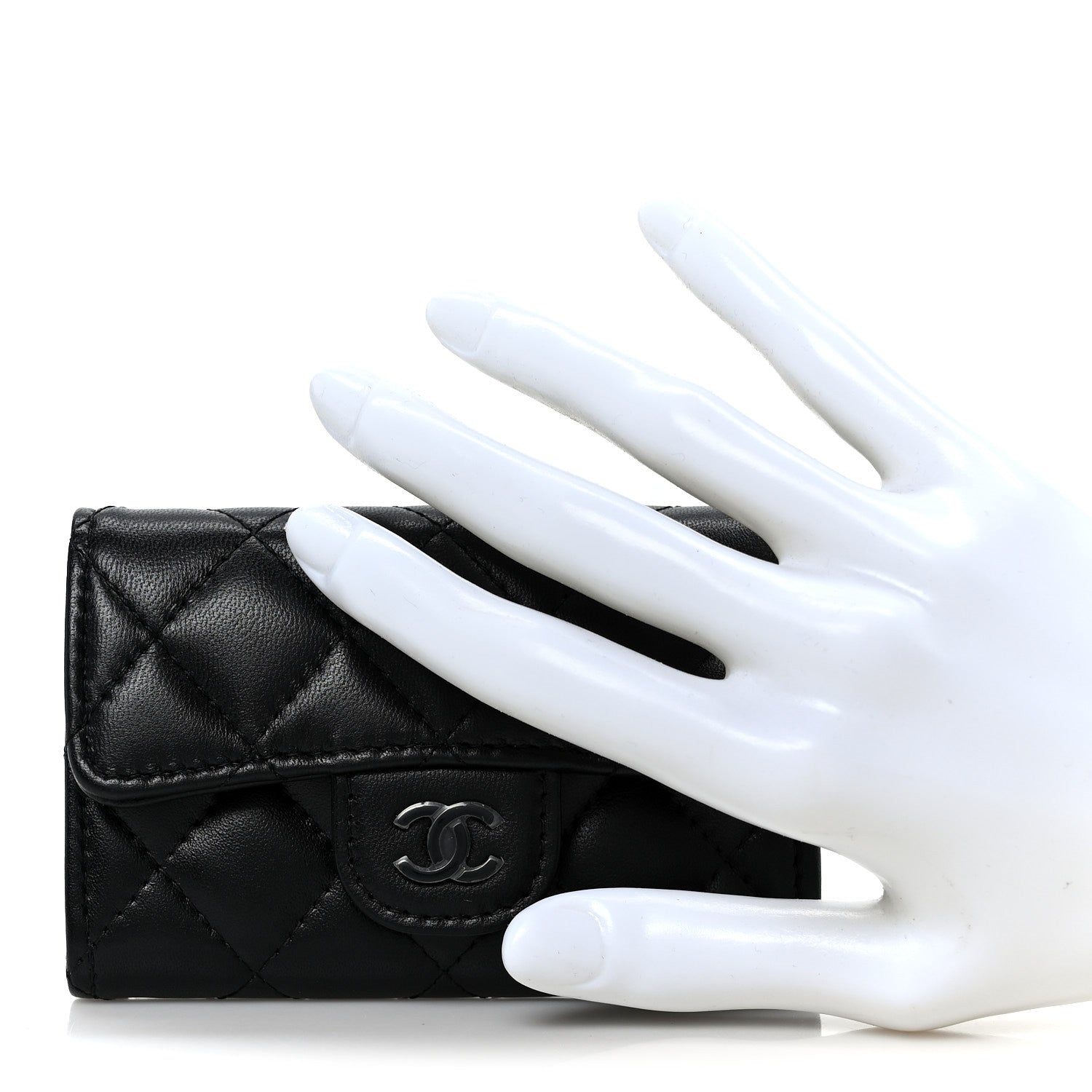 Lambskin Quilted Flap  Holder Wallet So Black