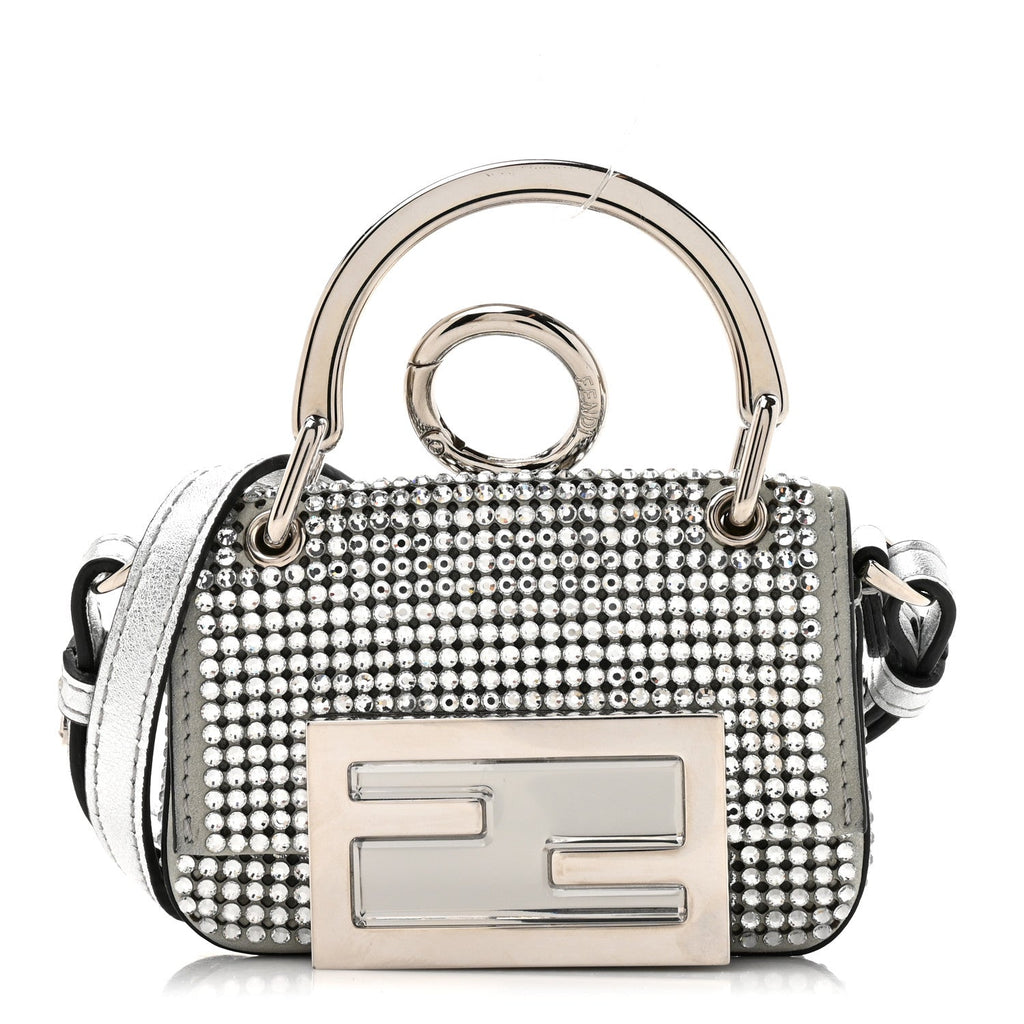 Nubuck Crystal Catalan Mirror Nano Maxi Buckle Baguette Charm Pietra Argento