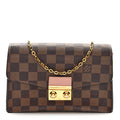 Damier Ebene Croisette Chain Wallet Magnolia