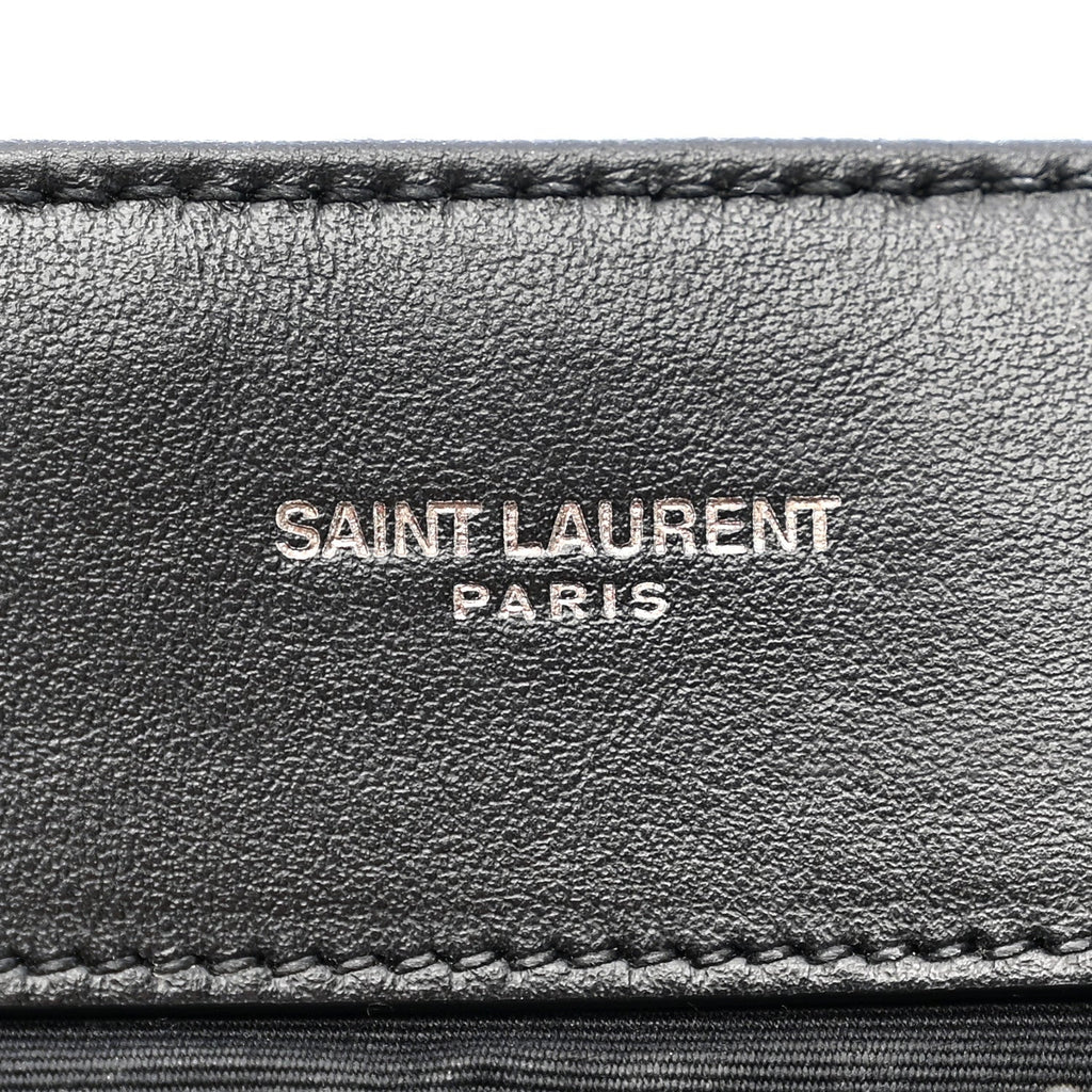 Calfskin Y Quilted Monogram Monochrome Medium Loulou Chain Satchel Black