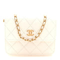 Lambskin Quilted Pearl Crush Clutch With Chain White