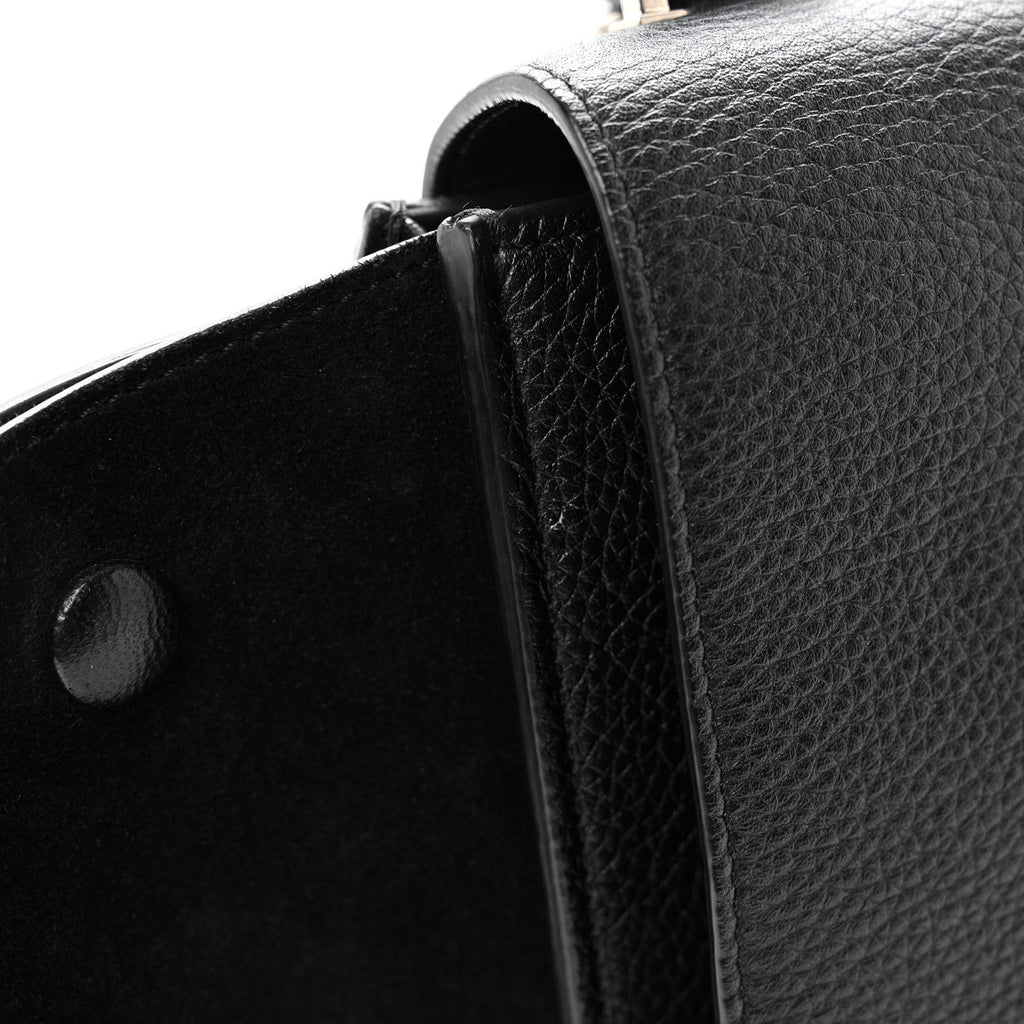 Drummed Calfskin Suede Medium Trapeze Black
