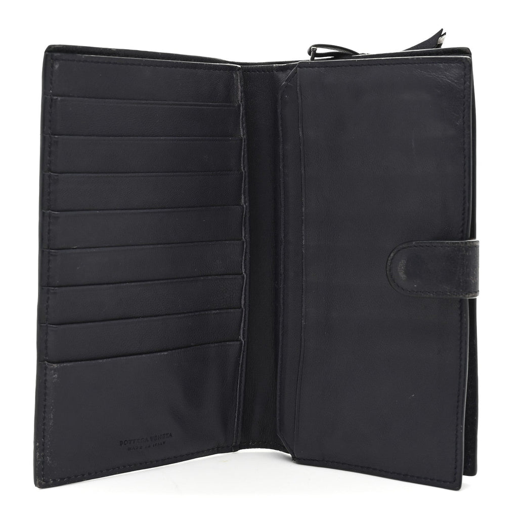 Nappa Intrecciato Continental Snap Wallet Grey