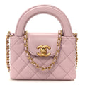 Shiny Aged Calfskin Quilted Mini Nano Kelly Shopper Light Pink