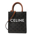 Triomphe Canvas Calfskin Mini Vertical Cabas Tan