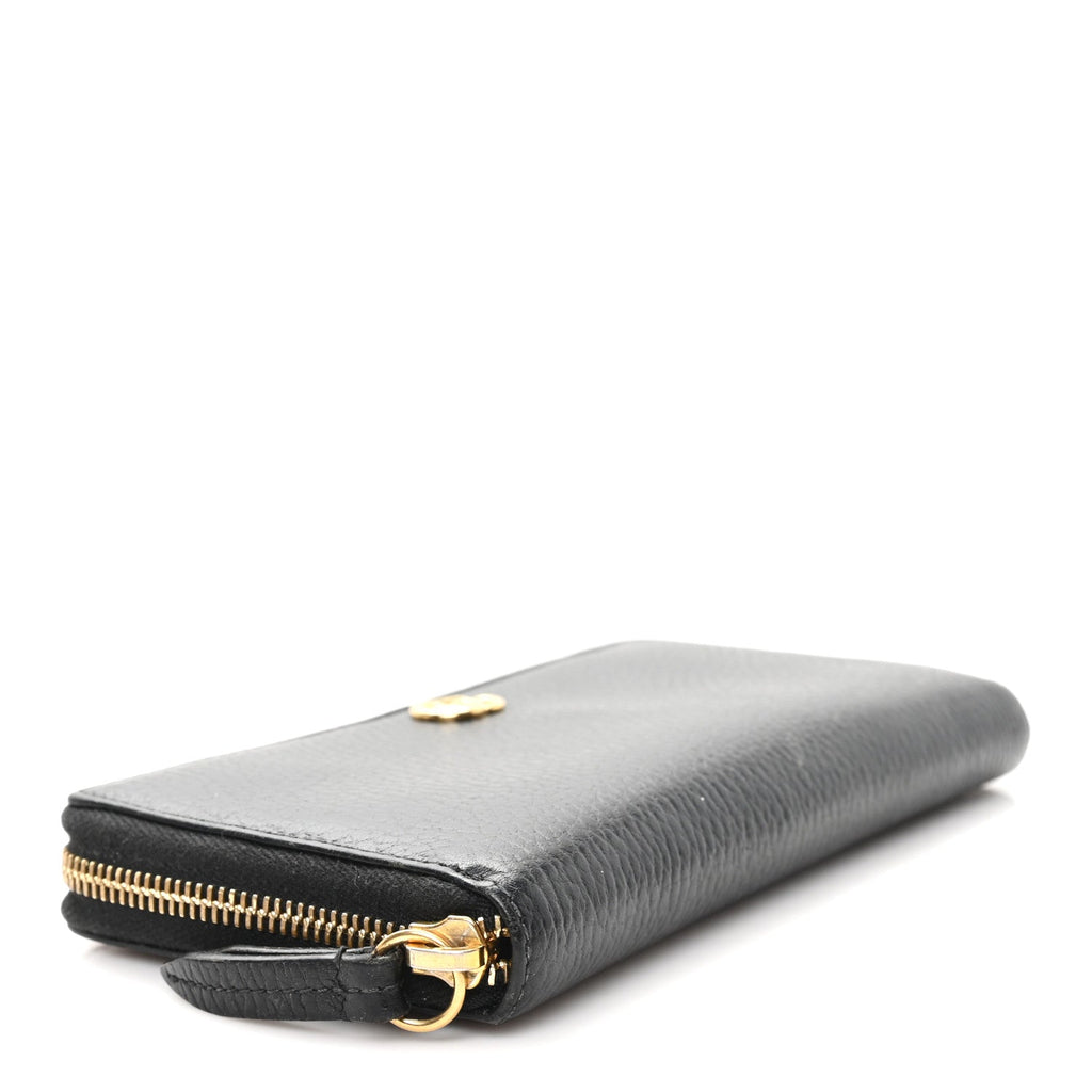 Dollar Calfskin GG Marmont Zip Around Wallet Black