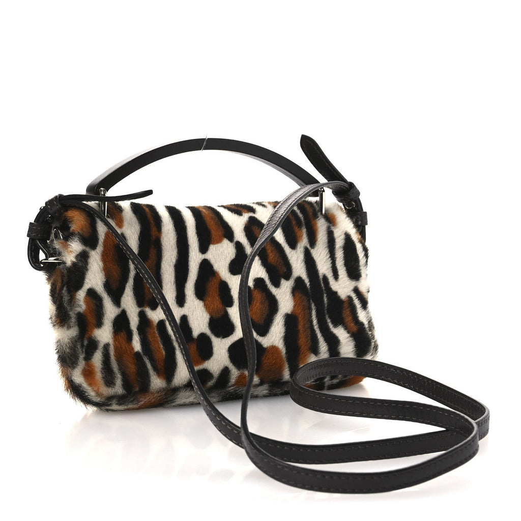 Calf Hair Leopard Print Phone Baguette Moro