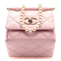Lambskin Quilted Pearl Pyramid Clutch With Chain Pink