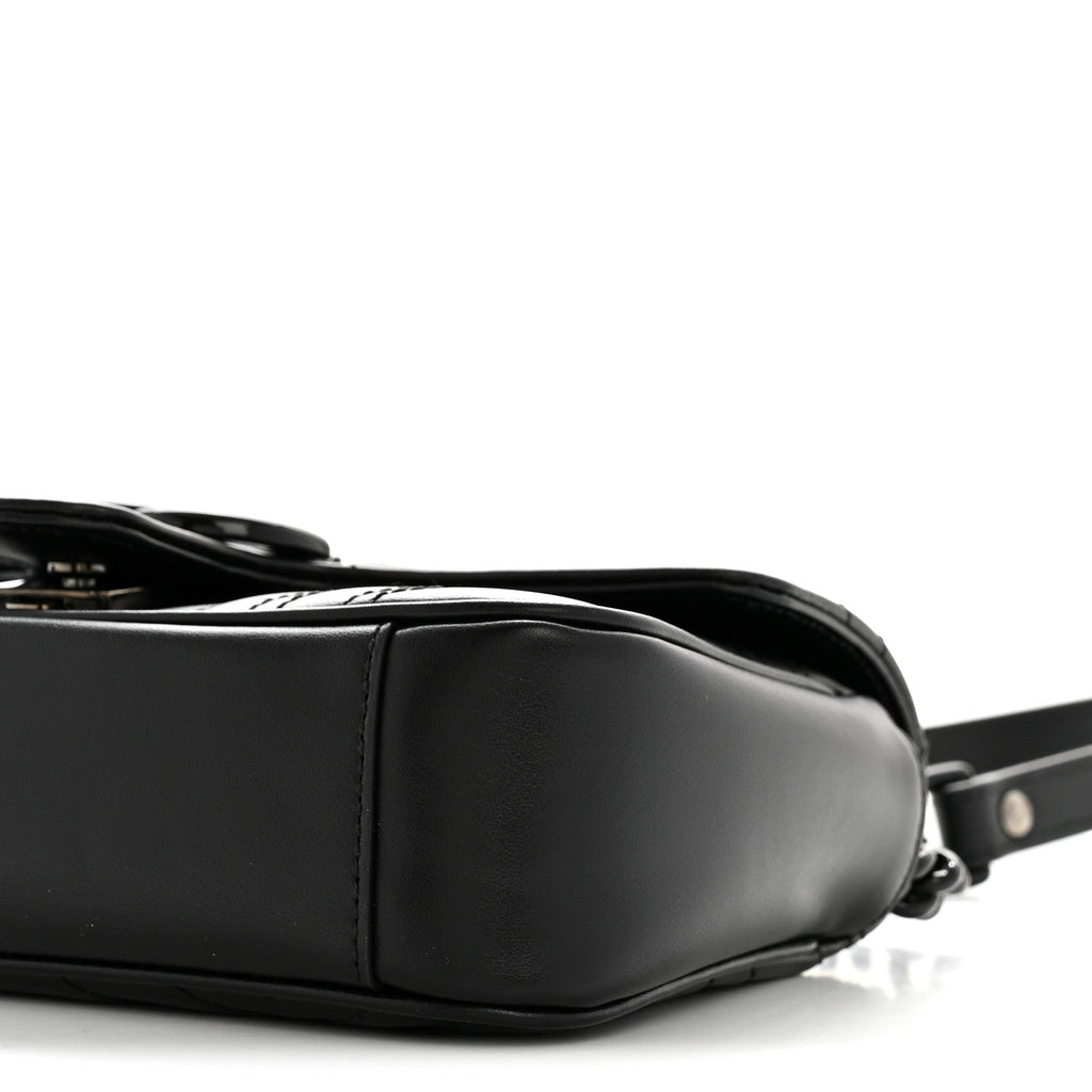 Calfskin Matelasse Monochrome Mini GG Marmont Shoulder Bag Black