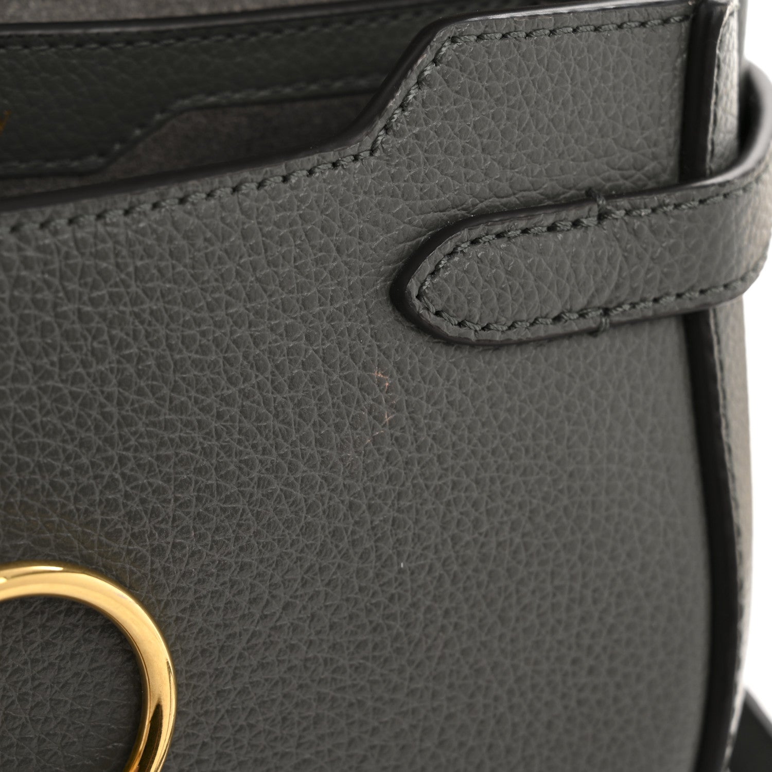 Small Classic Grain Calfskin Small Amberley Satchel Charcoal