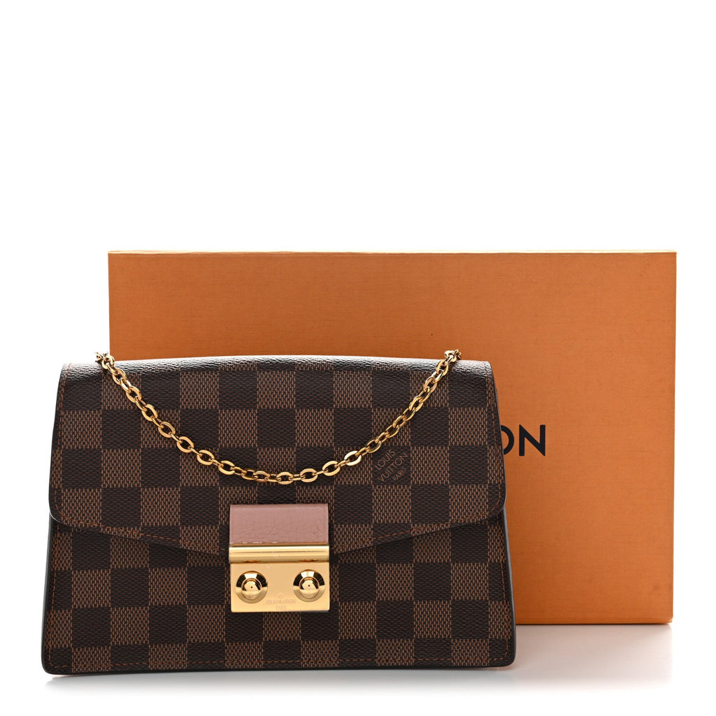 Damier Ebene Croisette Chain Wallet Magnolia